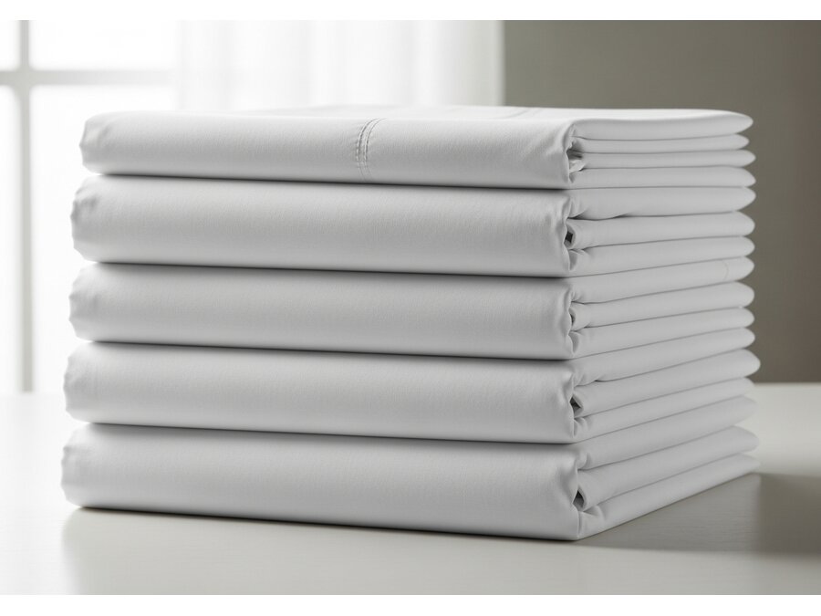 Brooklinen Luxe Sateen sheet set, folded and stacked